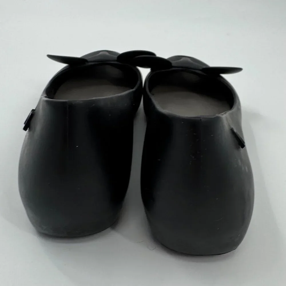 Melissa Mickey & Minnie Mouse Black Peep Toe Flats - Womens Size 5 - Picture 8 of 10